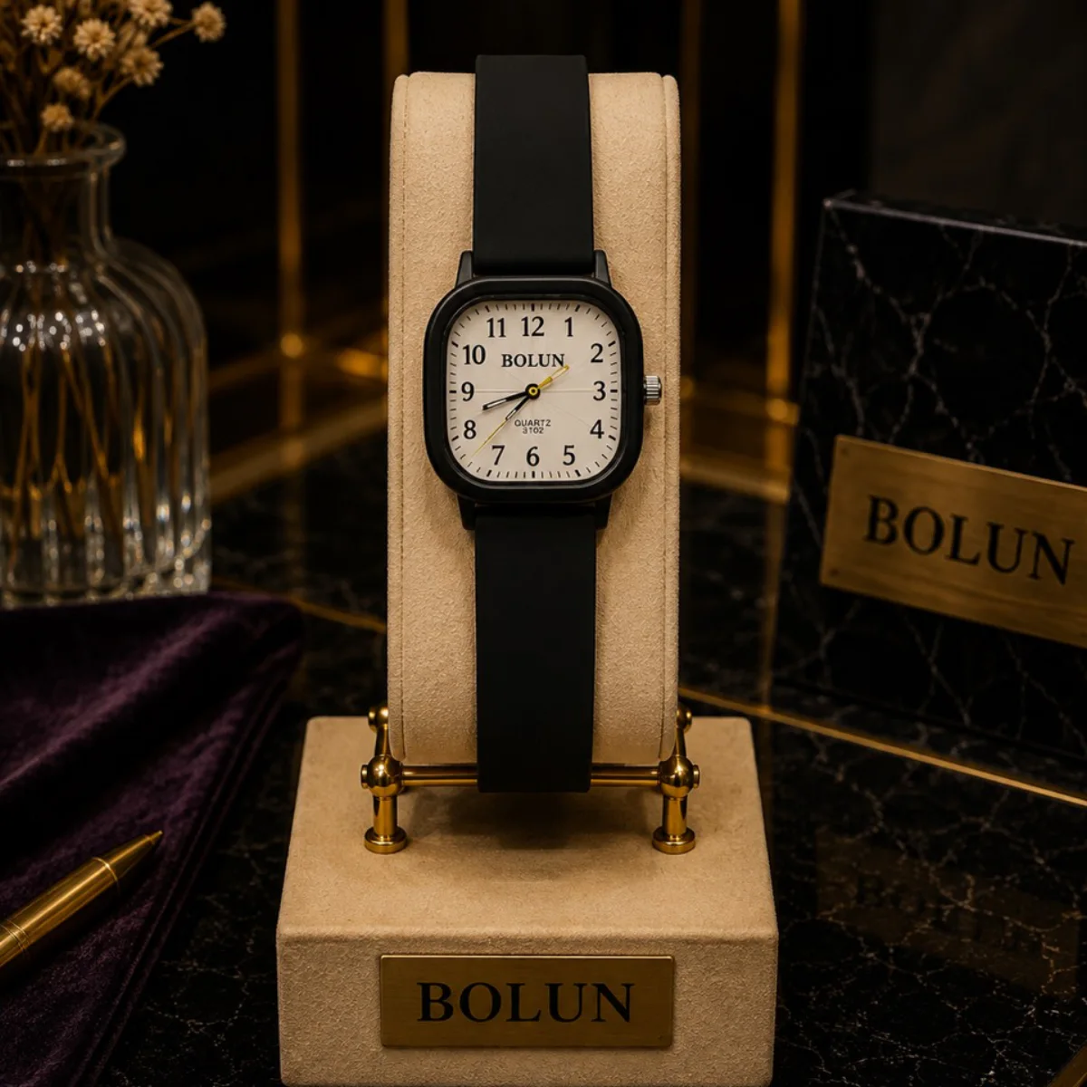 ساعت زنانه مینیمال مربعی بند سیلیکونی BOLUN 13 — تصویر 10